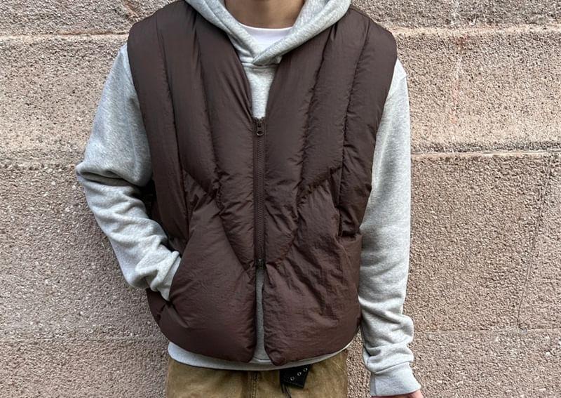 Plain Zip Puffer Vest Product Image