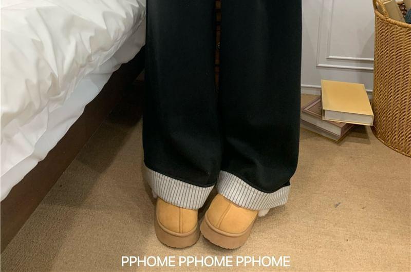 High Rise Plain Wide Leg Pants Product Image