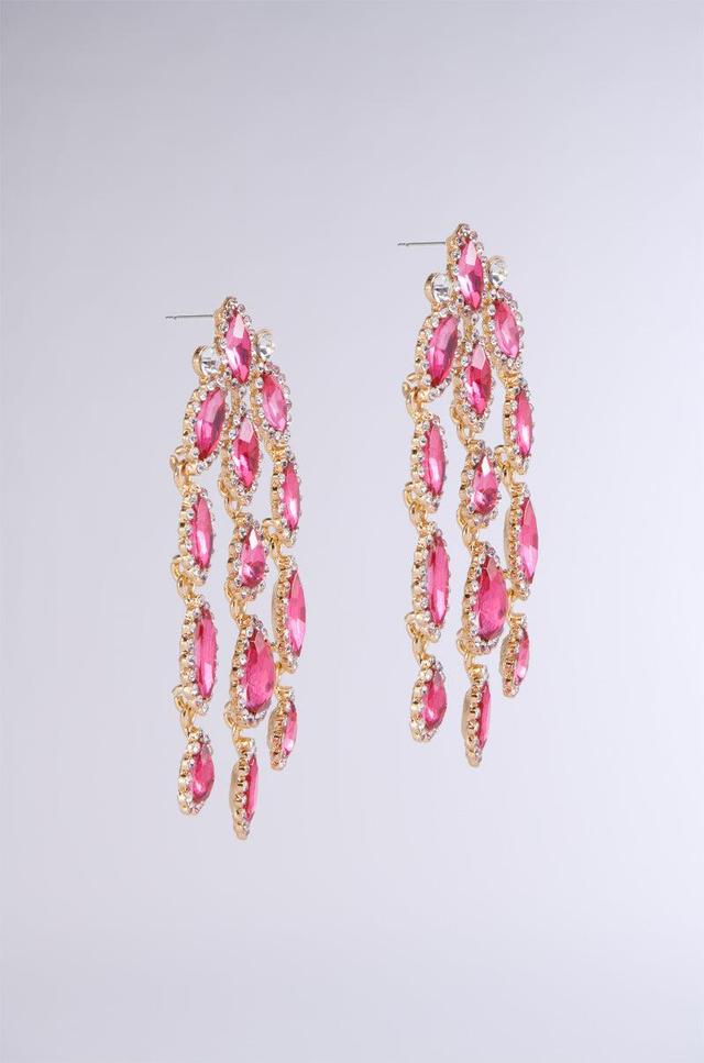 CASCADE RHINESTONE EARRING IN PINK Product Image