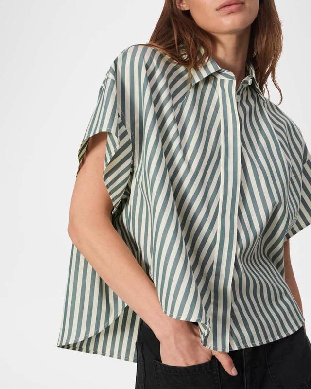 Martha Stripe Short-Sleeve Poplin Top Product Image