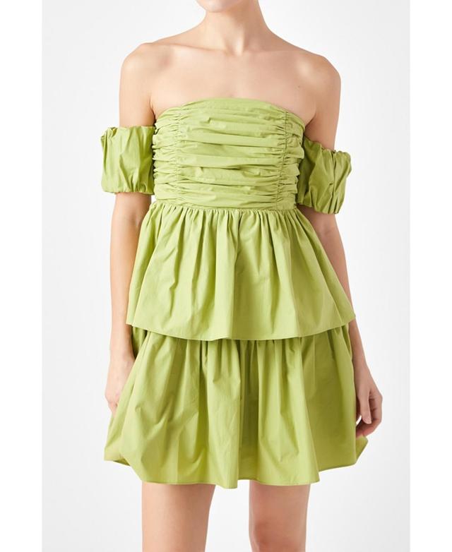 Women's Ruched Off The Shoulder Mini Dress Product Image