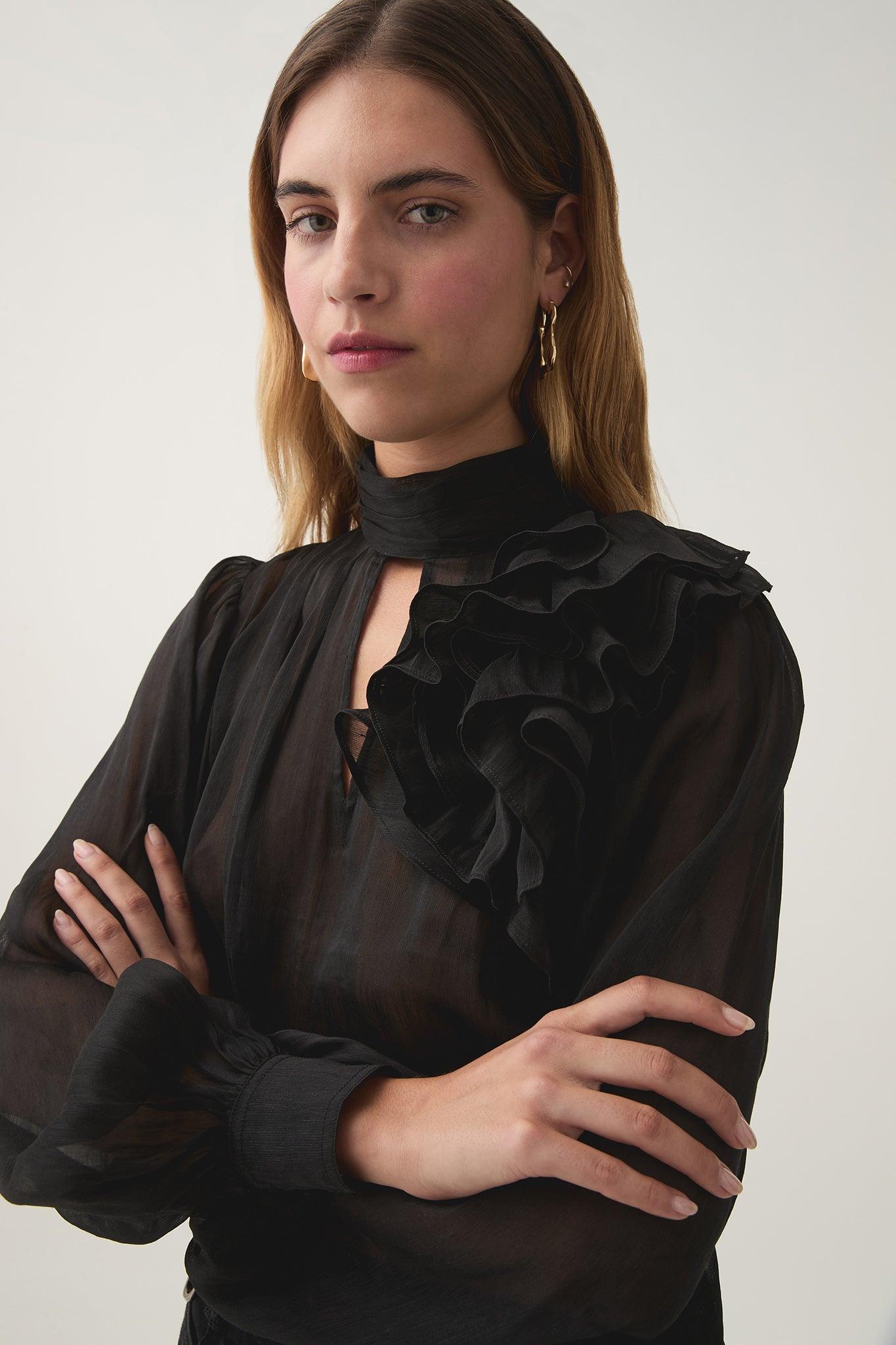 Aura Frilled Tie Blouse Female Product Image