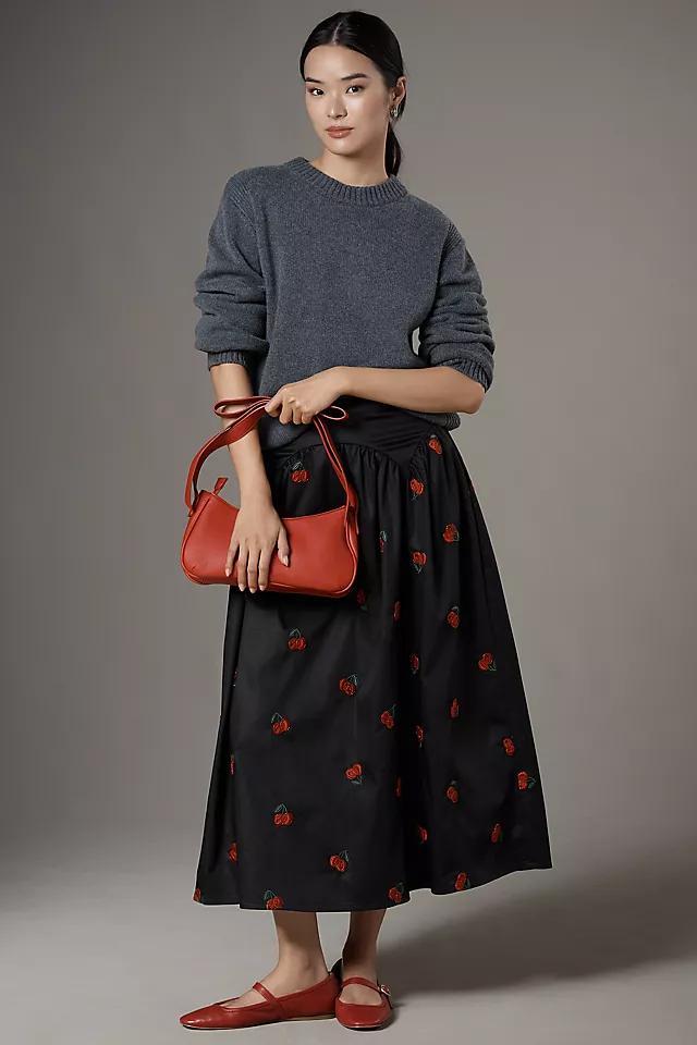 Avec Les Filles Cherry Appliqué Full Midi Skirt Product Image