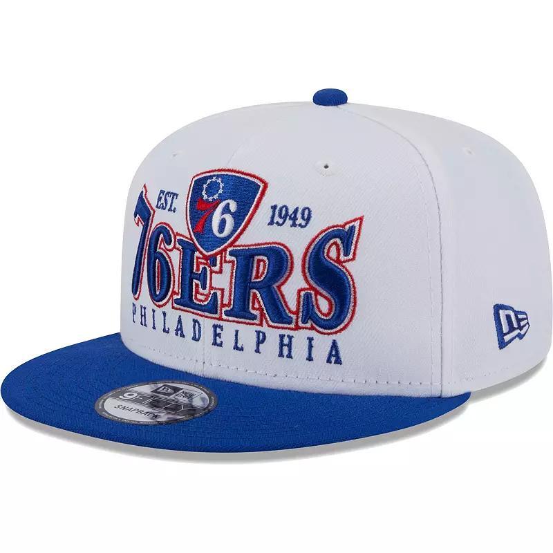 Mens New Era White Philadelphia 76ers Crest Stack 9FIFTY Snapback Hat - White Product Image