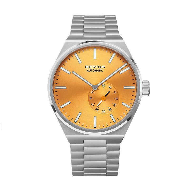 BERING Mens Automatic Stainless Steel Bracelet Watch Orange Product Image