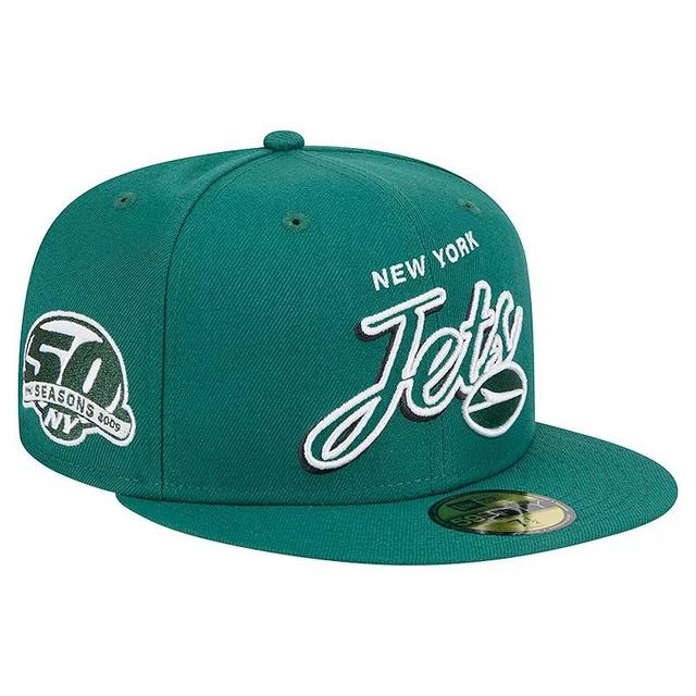 Mens New Era New York Jets Script Sided 59FIFTY Fitted Hat Product Image