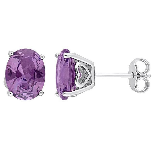 Stella Grace Sterling Silver & Gemstone Oval Stud Earrings, Womens, Simulated Alexandrite Product Image