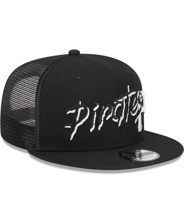 Mens New Era Black Pittsburgh Pirates Street Trucker 9FIFTY Snapback Hat Product Image