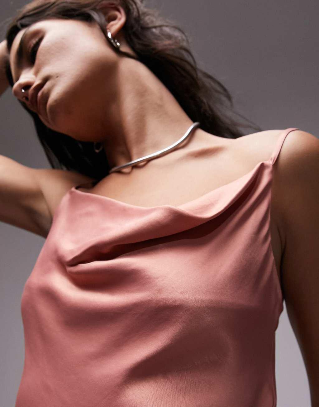 Topshop cowl cami in rose Product Image