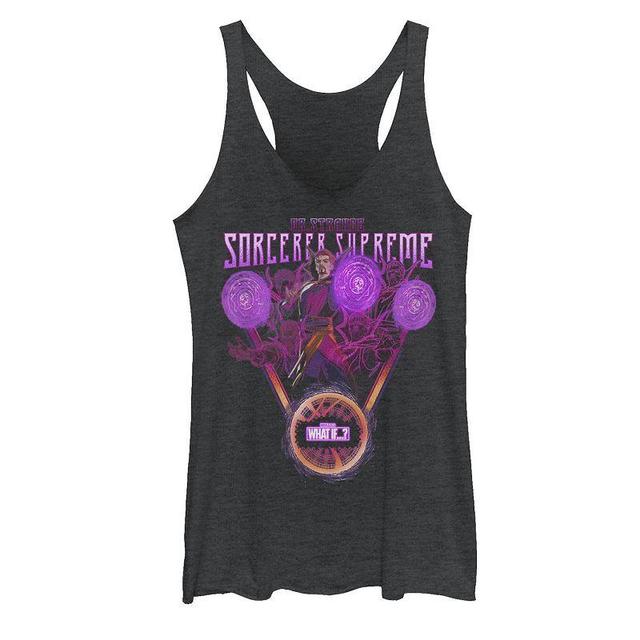 Juniors Marvel What If Doctor Strange Sorcerer Supreme Poster Graphic Tank Top, Girls Black Grey Product Image