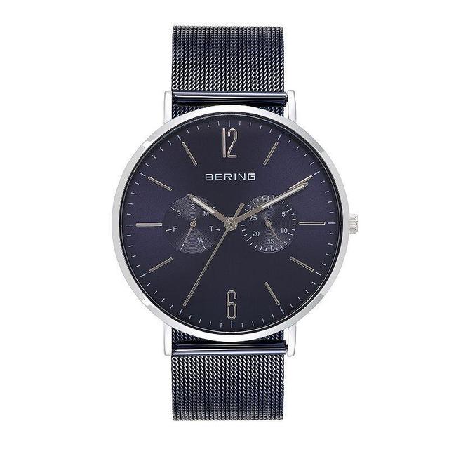 BERING Mens Classic Two Tone Stainless Steel Mesh Watch - 14240-303 Blue Product Image