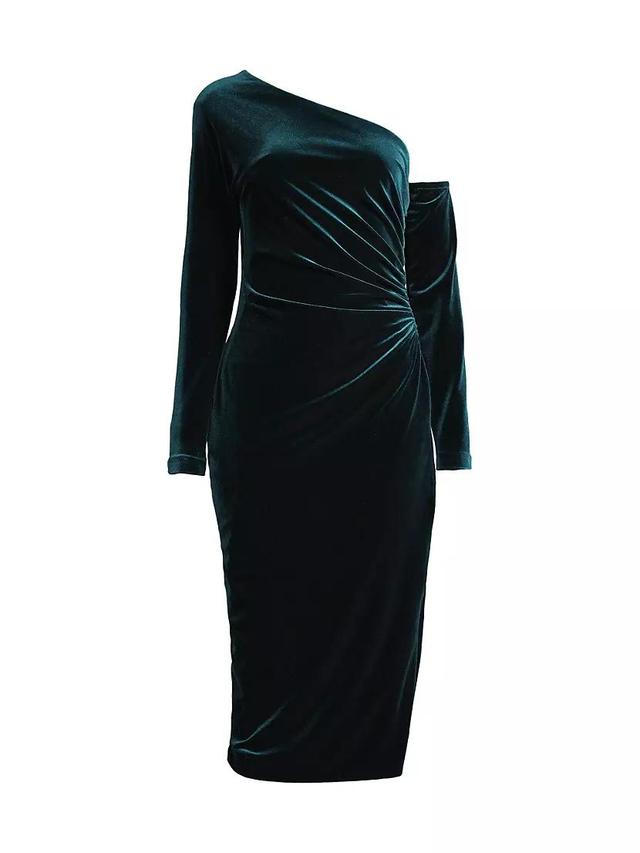 Womens Social Occasion Asymmetric Velvet Cocktail Dress Product Image