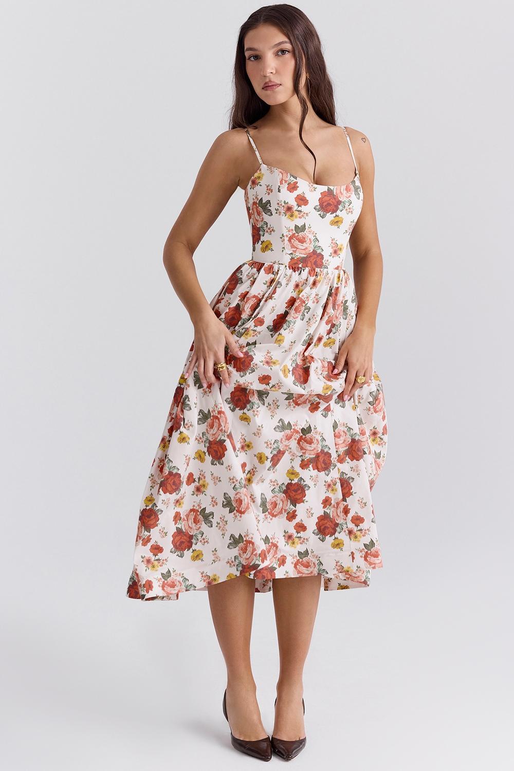 Lolita Italian Rose Print Cotton Corset Sundress Product Image