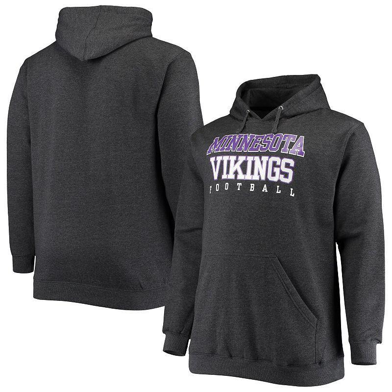 Mens Fanatics Branded Heathered Charcoal Minnesota Vikings Big & Tall Practice Pullover Hoodie MVK CHARCO Product Image