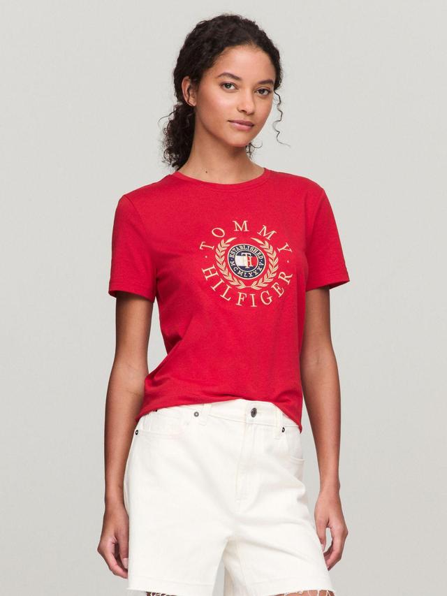 Tommy Hilfiger Women's Embroidered Tommy Laurel Logo T-Shirt Product Image