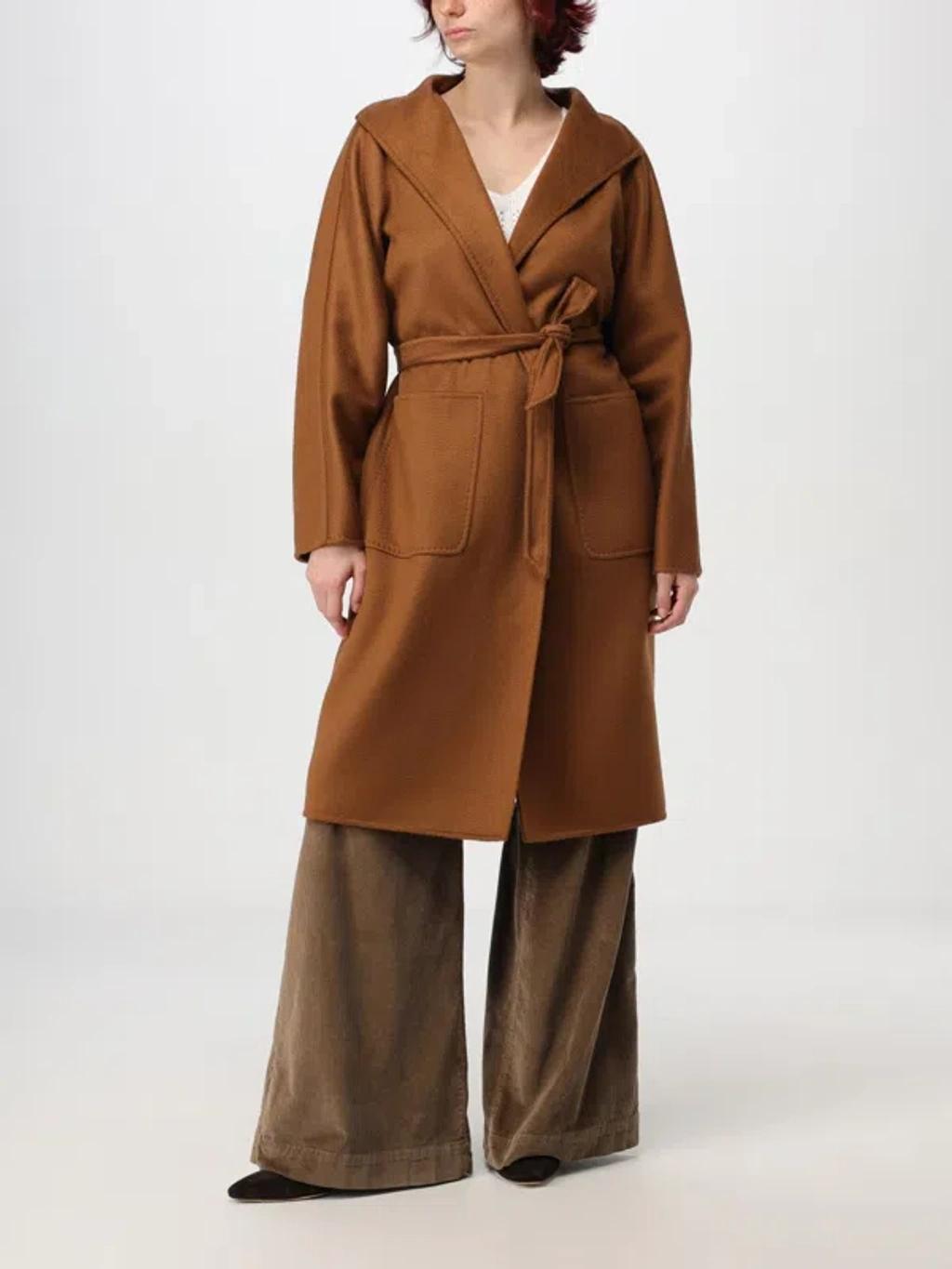 MAX MARA Coat Woman Leather Women In Brown Product Image