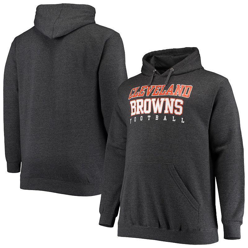 Men's Fanatics Branded Heathered Charcoal Cleveland Browns Big & Tall Practice Pullover Hoodie Product Image