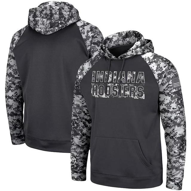 Mens Colosseum Charcoal Indiana Hoosiers OHT Military Appreciation Digital Camo Pullover Hoodie Product Image