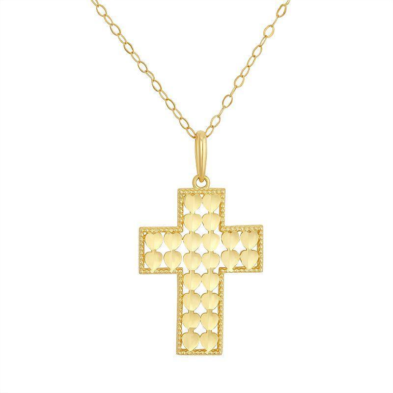 Taylor Grace 10k Gold Heart-Filled Cross Pendant Necklace, Womens Yellow Product Image