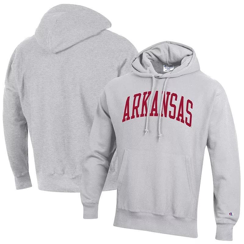 Mens Champion Heathered Gray Arkansas Razorbacks Team Arch Reverse Weave Pullover Hoodie Product Image