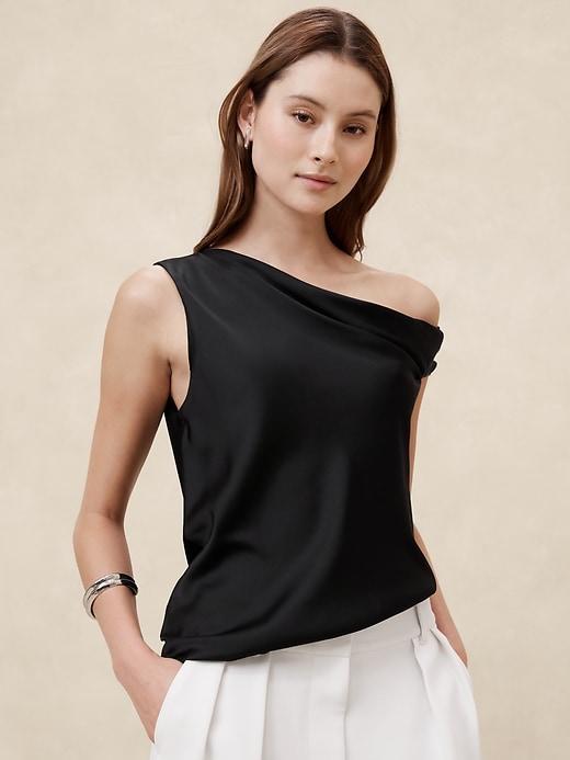 Off-Shoulder Satin Blouse Product Image