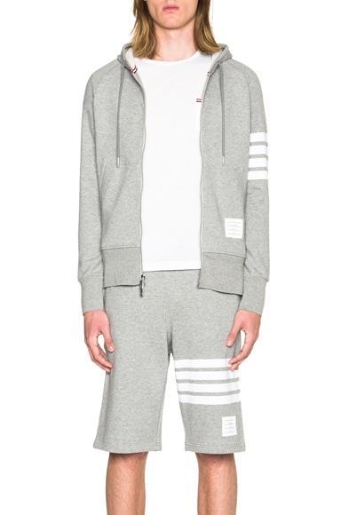 Thom Browne Classic 4-Bar Zip Cotton Hoodie Product Image