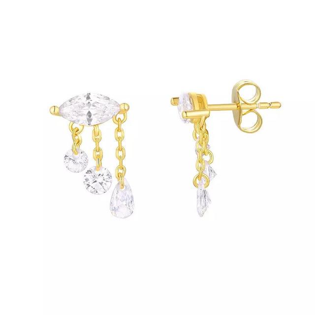 Taylor Grace 14k Gold Plated Marquise Cubic Zirconia Dangle Stud Earrings, Womens, Gold Tone Product Image