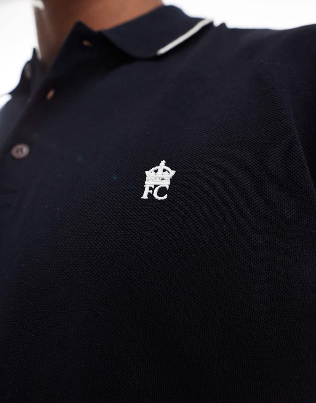 French Connection single tipped polo in navy Product Image