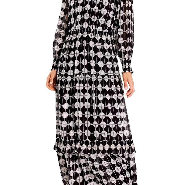 Chiffon Dot Dress- Black Multi Product Image