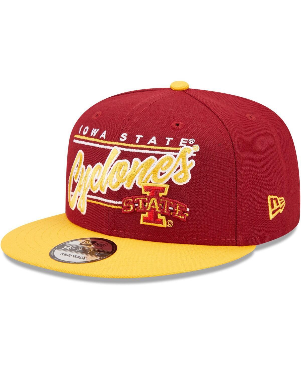 Mens New Era Cardinal Iowa State Cyclones Team Script 9FIFTY Snapback Hat Product Image