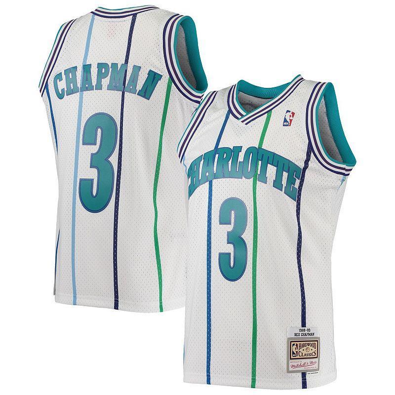 Mens Mitchell & Ness Rex Chapman White Charlotte Hornets 1988-89 Hardwood Classics Swingman Jersey Product Image