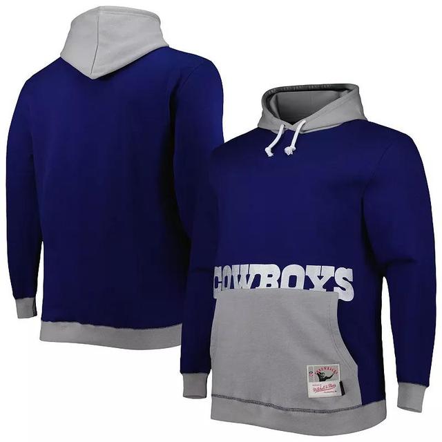 Mens Mitchell & Ness /Silver Dallas Cowboys Big & Tall Big Face Pullover Hoodie Blue Product Image