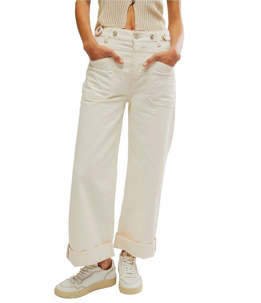 Free People Palmer Mid Rise Relaxed Button Waist Cuffed Jeans Product Image