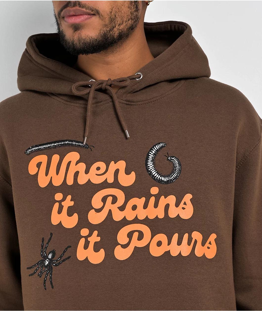 Weather Report Raining Dark Brown Hoodie Product Image