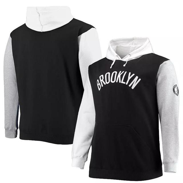 Mens Fanatics Branded /White Brooklyn Nets Big & Tall Double Contrast Pullover Hoodie Product Image