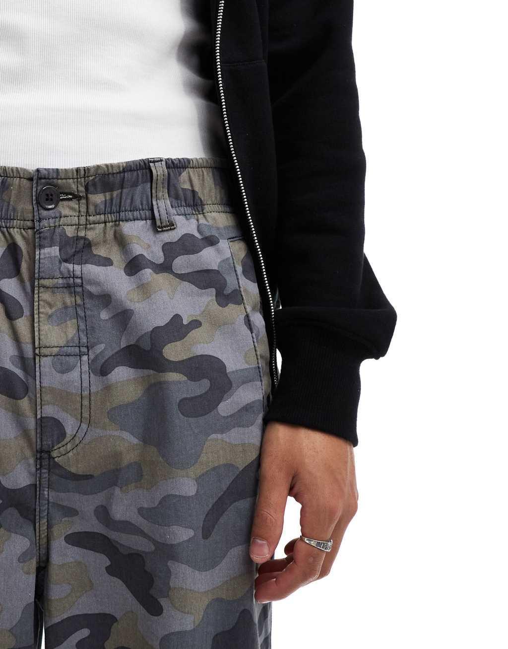 COLLUSION pull on adjustable waist baggy skater pants in camo Product Image