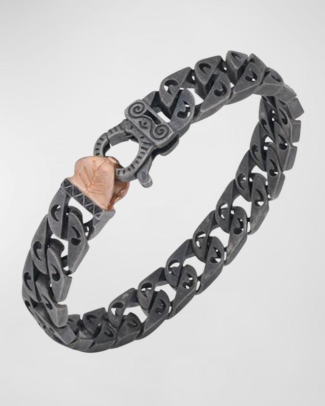 Mens Flaming Tongue Wide Curb Chain Link Bracelet Product Image