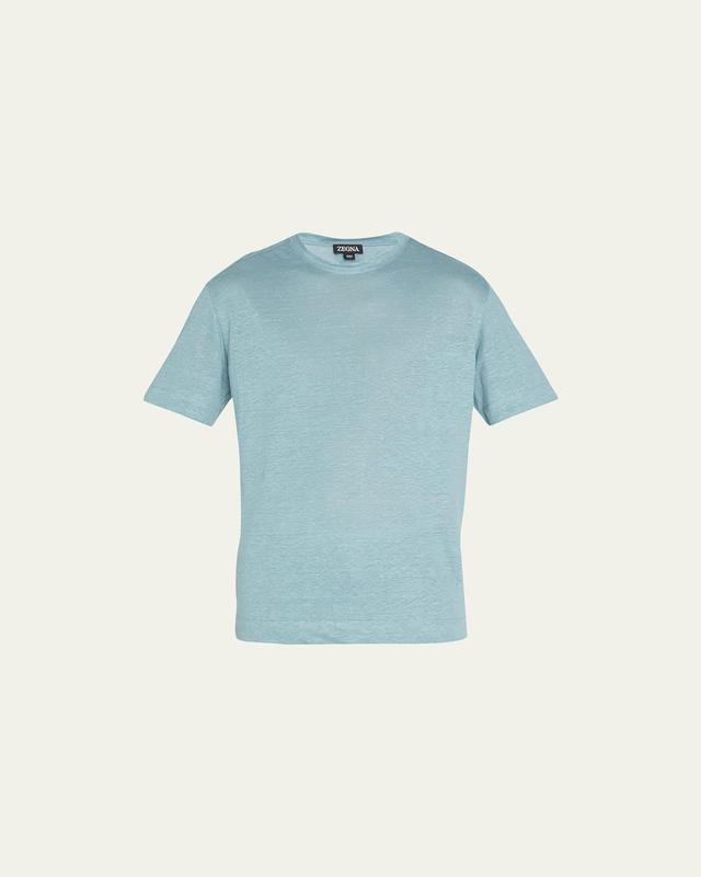 Mens Sky Linen Crewneck T-Shirt Product Image