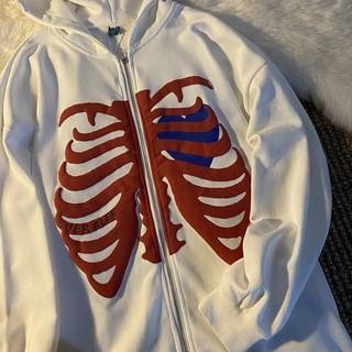 Rib Cage Print Zip-Up Hoodie Product Image