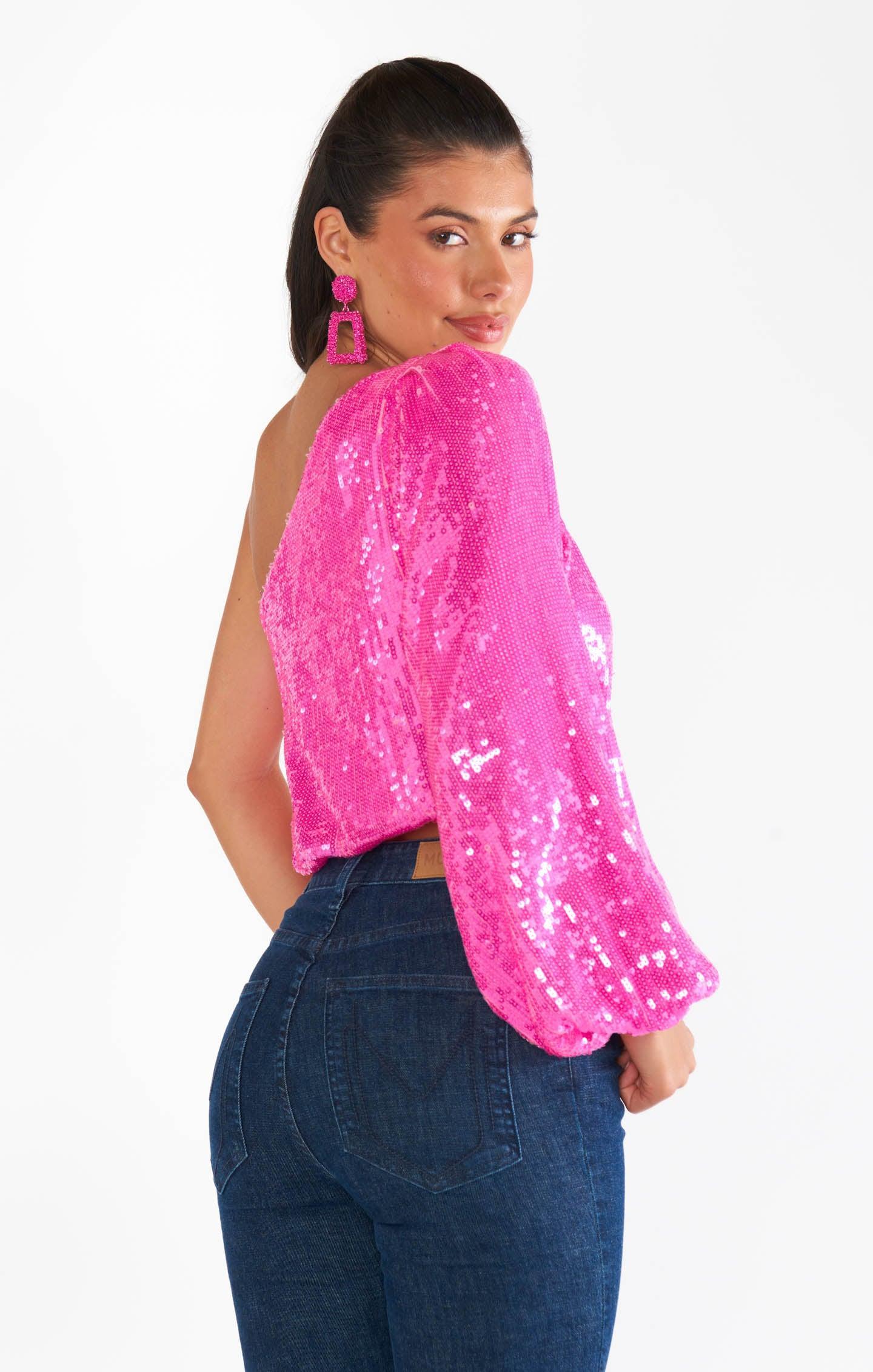 Party Top ~ Bright Pink Sequins Product Image