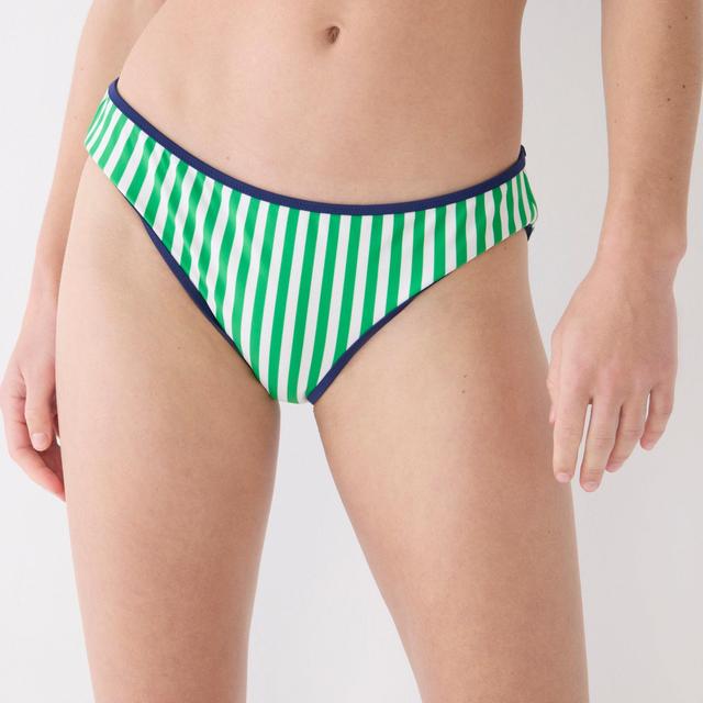 Classic full-coverage bikini bottom in reversible floral stripe Product Image