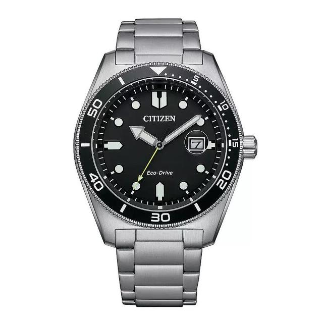 Citizen Mens Eco-Drive Marine Stainless Steel Bracelet Watch - AW1768-80X Black Silver Product Image