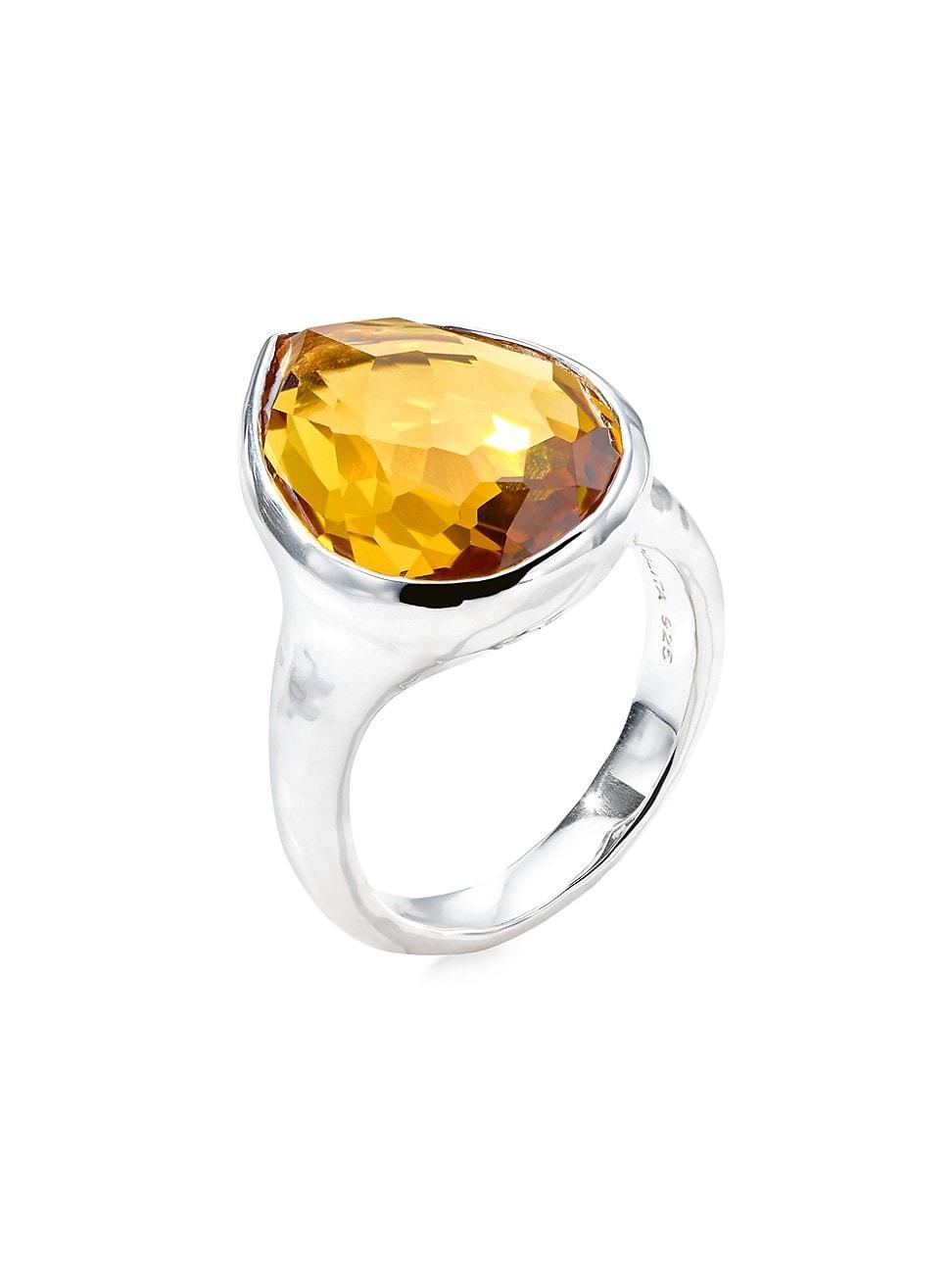 Womens Rock Candy Medium Teardrop Sterling Silver & Cognac Citrine Ring Product Image