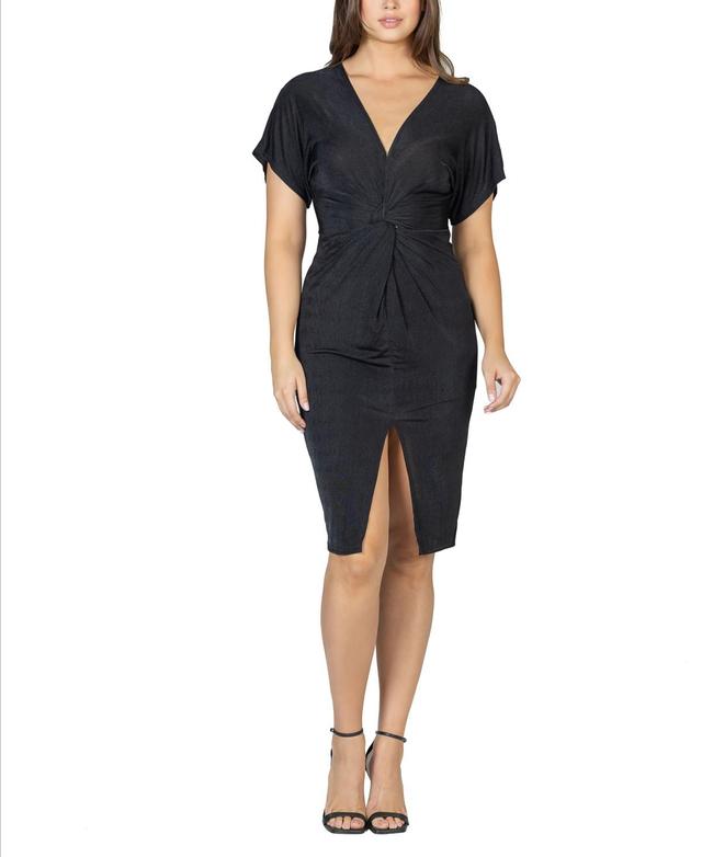 24seven Comfort Apparel Womens Short Sleeve V-neck Twist Front Dress Product Image