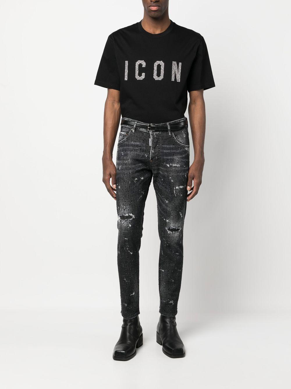 DSQUARED2 Skater Embellished Skinny Jeans In Black Product Image