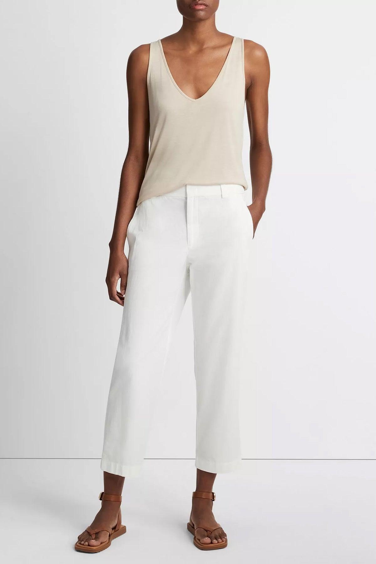 VINCE Low Rise Washed Cotton Crop Pant In Off White Product Image