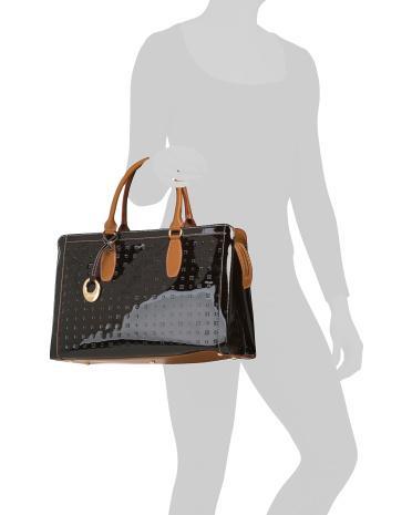 Patent Leather Satchel With Dual Carry Handles for Women | Leather/Metal Product Image