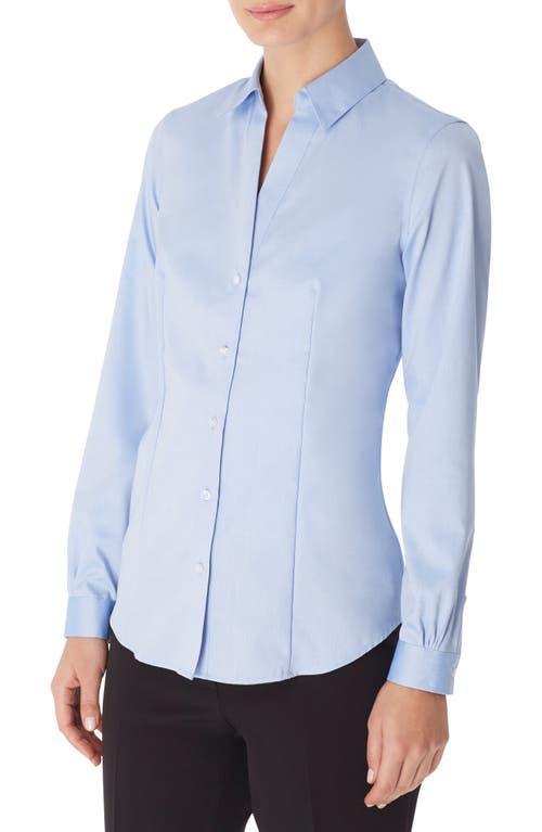 Jones New York Point Collar Long Sleeve Button Front Cotton Shirt Product Image