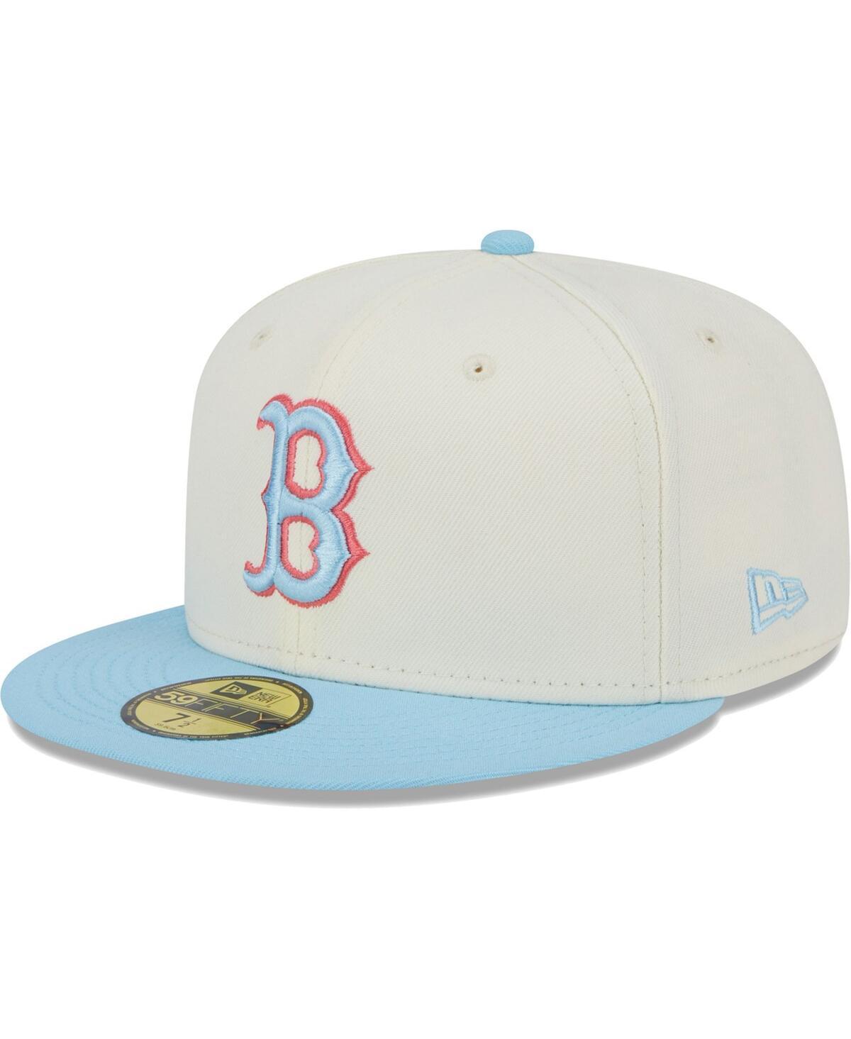 Mens New Era White and Light Blue Boston Red Sox Spring Color Two-Tone 59FIFTY Fitted Hat - White Product Image