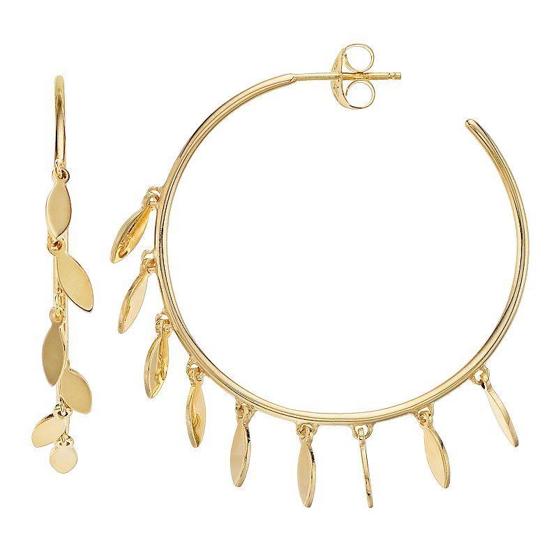 14k Gold Dangling Marquise Hoop Earrings, Womens Product Image